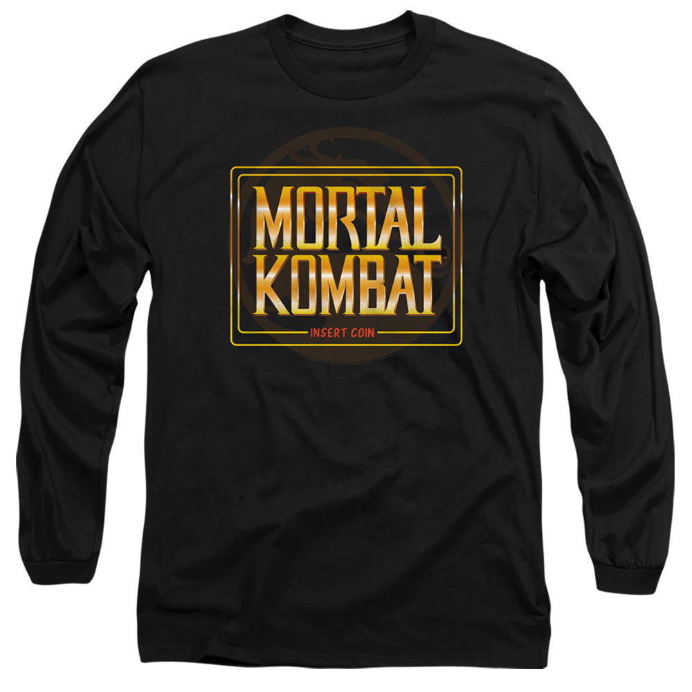 Mortal Kombat Klassic Insert Coin Mens Long Sleeve Shirt Black Officially Licensed