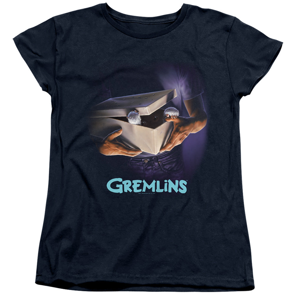 Gremlins Original Poster Womens T Shirt Navy Blue Officially Licensed