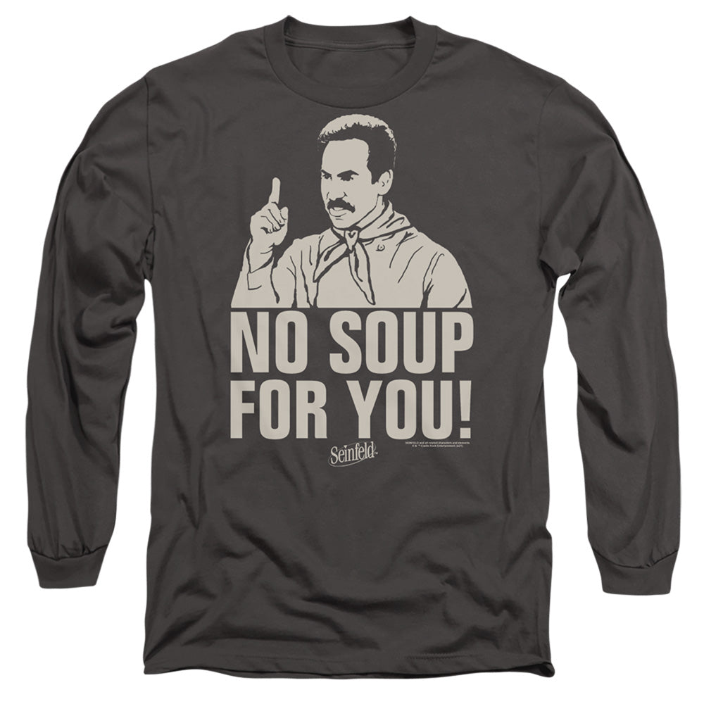 Seinfeld No Soup Mens Long Sleeve Shirt Charcoal Officially Licensed