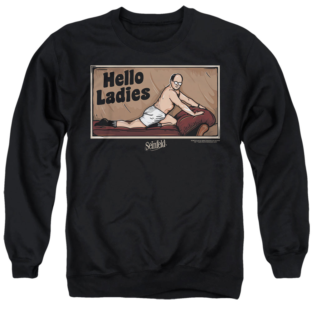 Seinfeld Hello Ladies Mens Crewneck Sweatshirt Black Officially Licensed