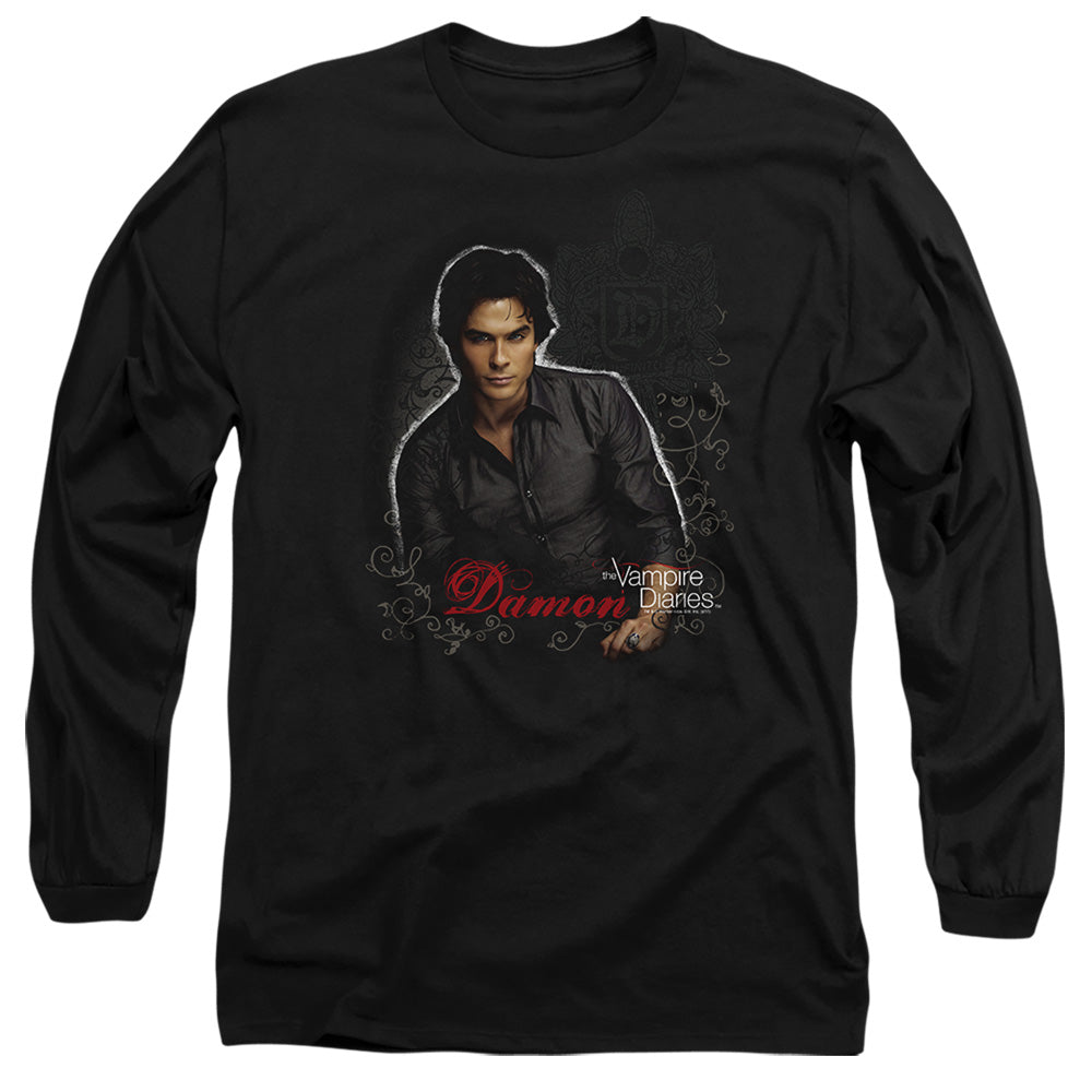 Vampire Diaries Damon Mens Long Sleeve Shirt Black Officially Licensed