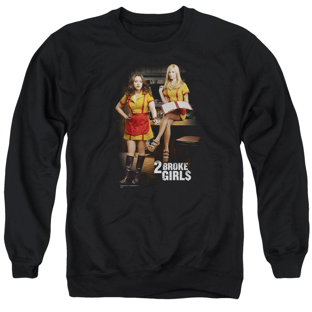 2 Broke Girls Max & Caroline Mens Crewneck Sweatshirt Black