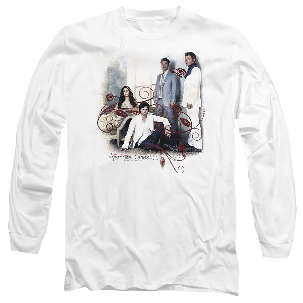 Vampire Diaries 3 + 1 Mens Long Sleeve Shirt White Officially Licensed