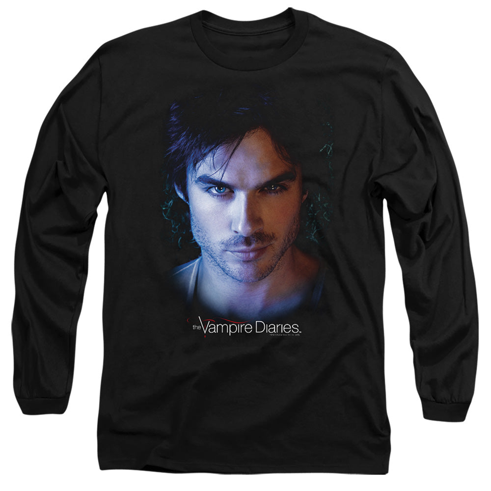 Vampire Diaries Damon Mens Long Sleeve Shirt Black Officially Licensed