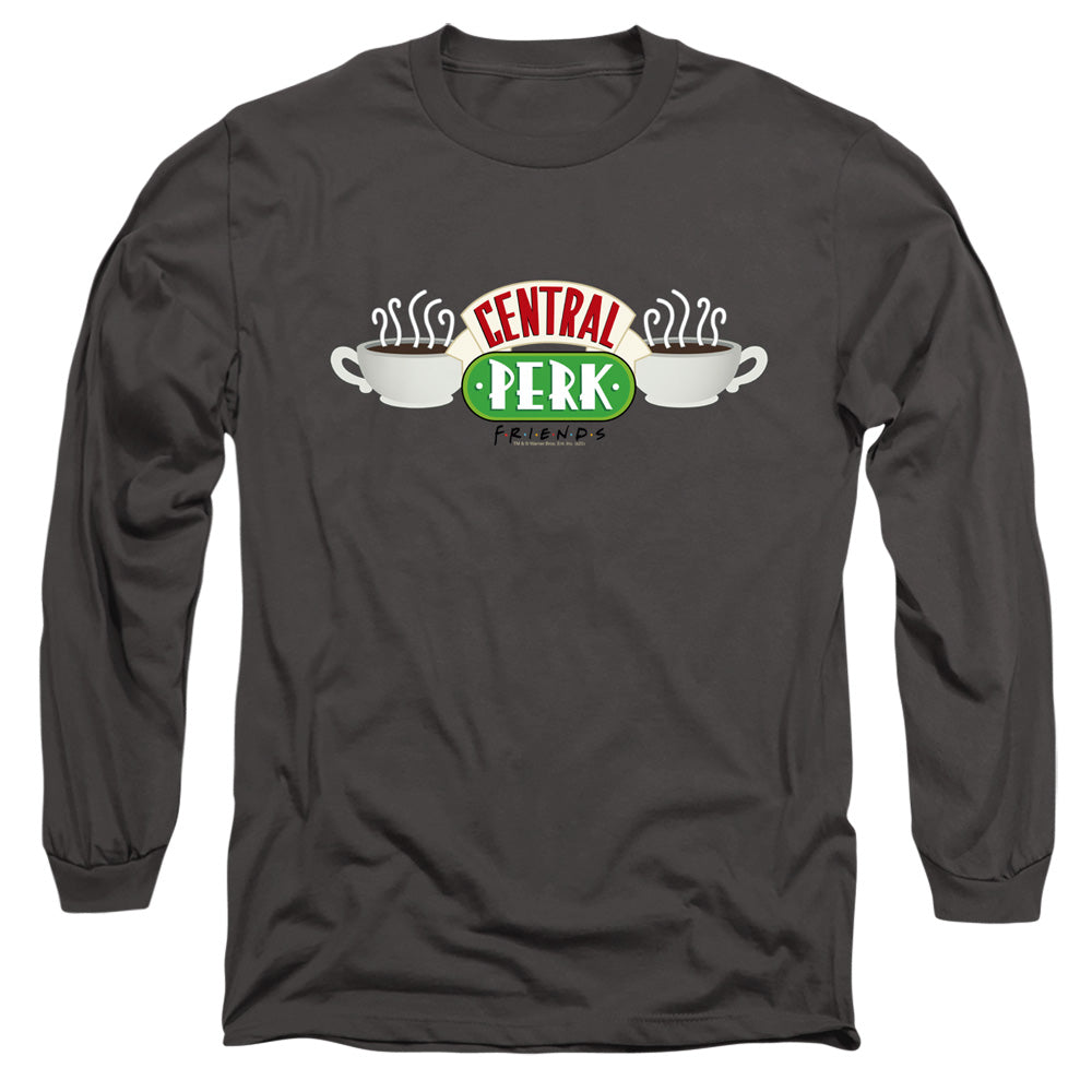 Friends Central Perk Logo Mens Long Sleeve Shirt Charcoal Officially Licensed