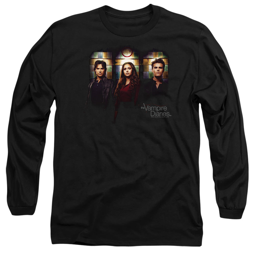 Vampire Diaries Stained Windows Mens Long Sleeve Shirt Black Officially Licensed