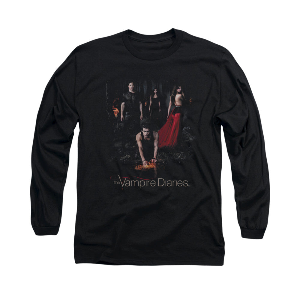 Vampire Diaries Fire Mens Long Sleeve Shirt Black Officially Licensed