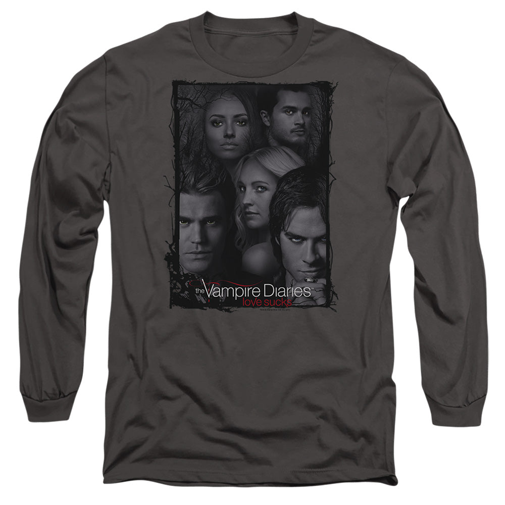 Vampire Diaries So Here We Are Mens Long Sleeve Shirt Charcoal Officially Licensed