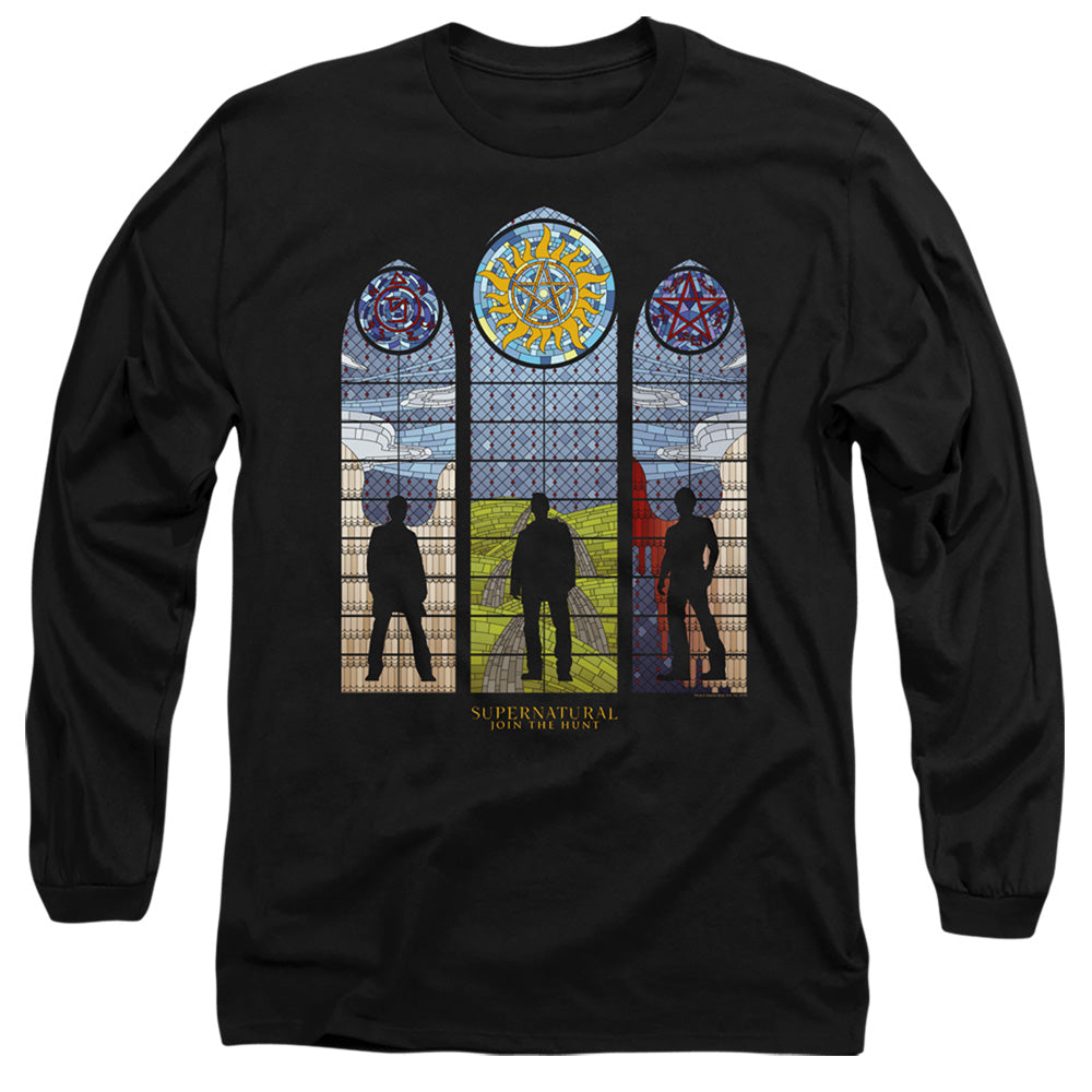 Supernatural Stained Glass Mens Long Sleeve Shirt Black Officially Licensed