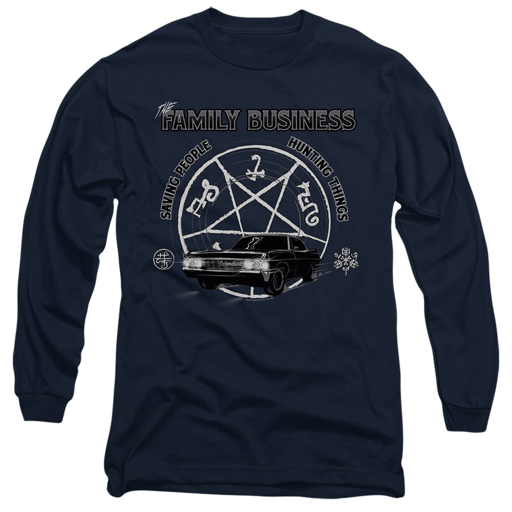 Supernatural Saving People And Hunting Mens Long Sleeve Shirt Navy Officially Licensed