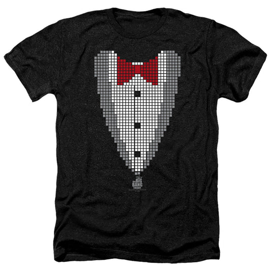 Big Bang Theory Pixelated Tux Heather Mens T Shirt Black