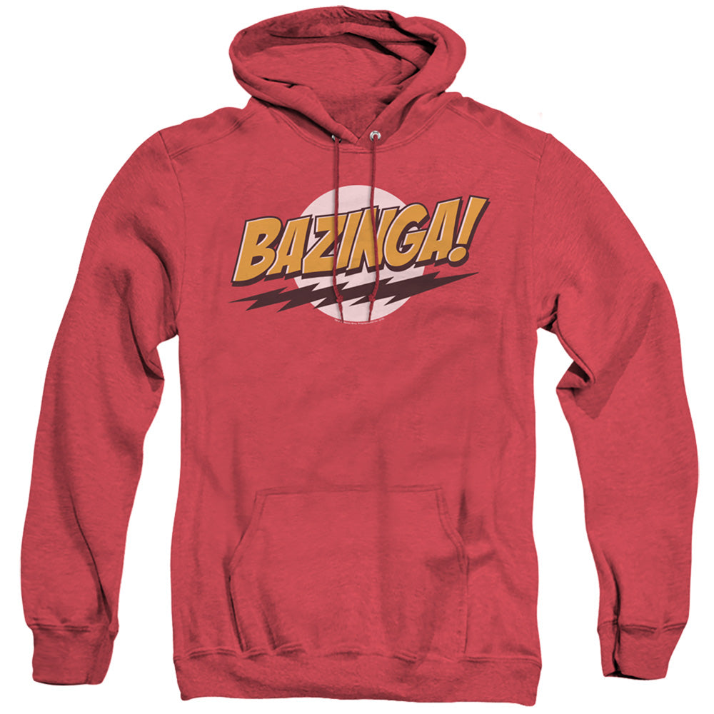 Big Bang Theory Bazinga Mens Heather Hoodie Red Officially Licensed
