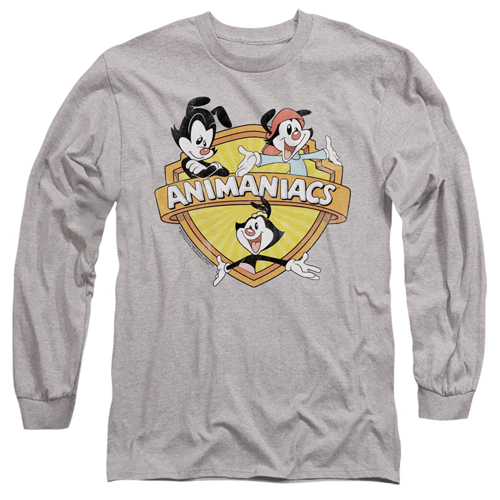 Animaniacs Shielded Animaniacs Mens Long Sleeve Shirt Athletic Heather Officially Licensed
