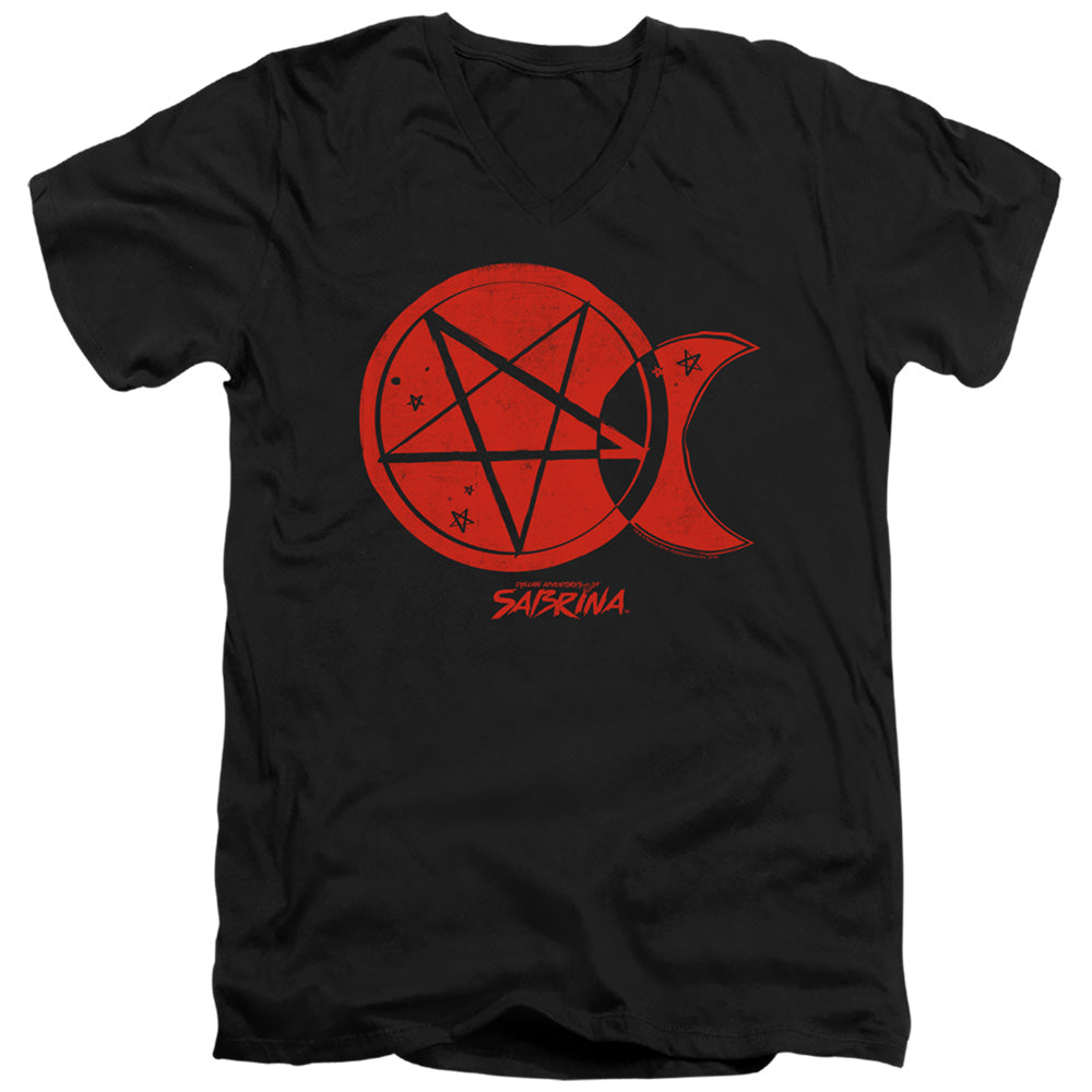 Chilling Adventures Of Sabrina Dark Moon Mens Slim Fit V-Neck T Shirt Black