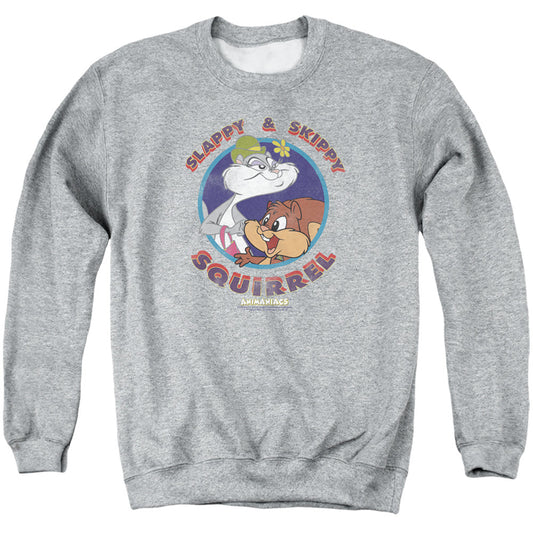 Animaniacs Slappy And Skippy Squirrel Mens Crewneck Sweatshirt Athletic Heather Officially Licensed