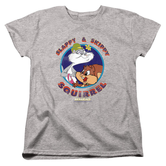 Animaniacs Slappy And Skippy Squirrel Womens T Shirt Athletic Heather Officially Licensed