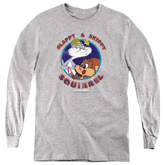 Animaniacs Slappy And Skippy Squirrel Long Sleeve Kids Youth T Shirt Athletic Heather Officially Licensed
