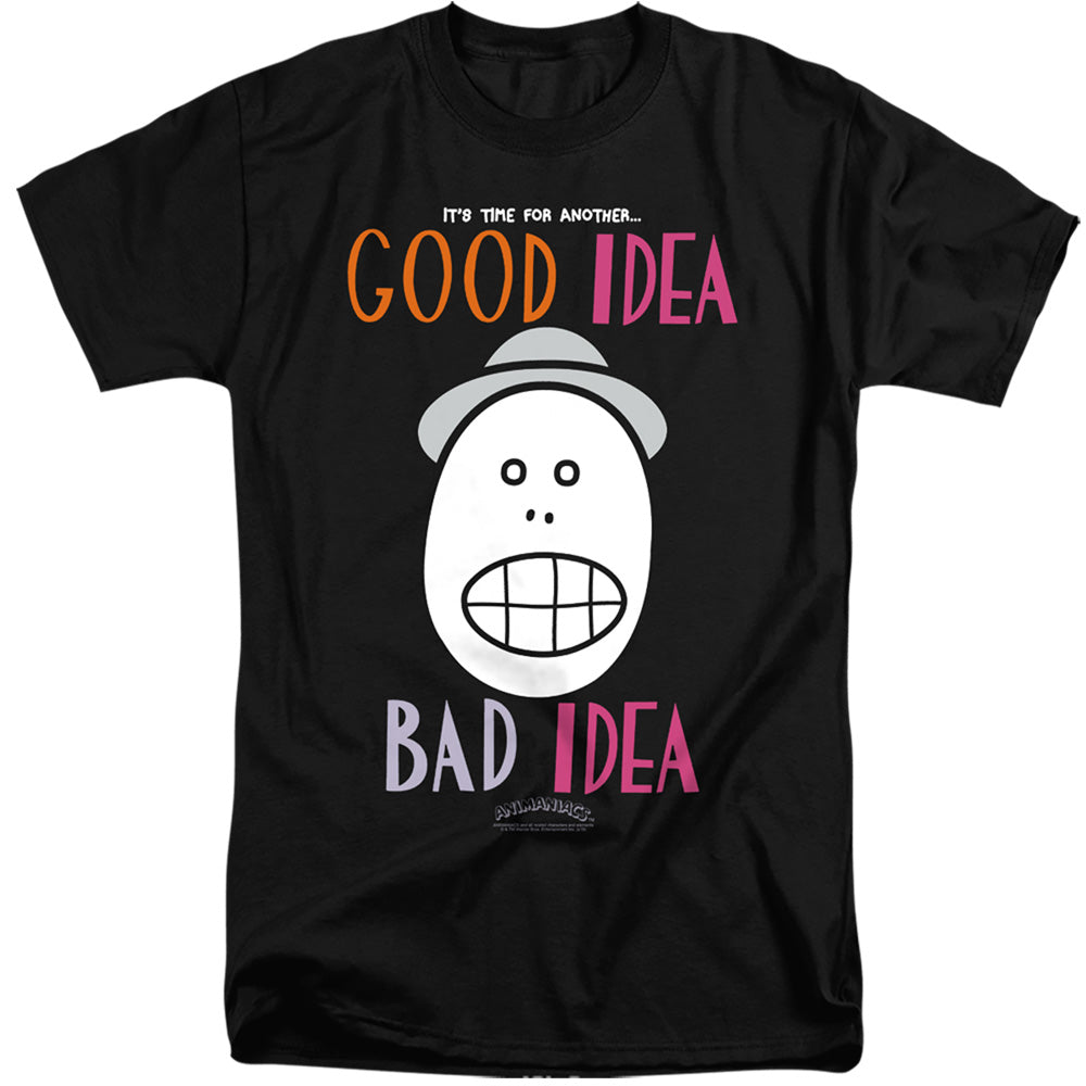 Animaniacs Good Idea Bad Idea Mens Tall T Shirt Black Officially Licensed