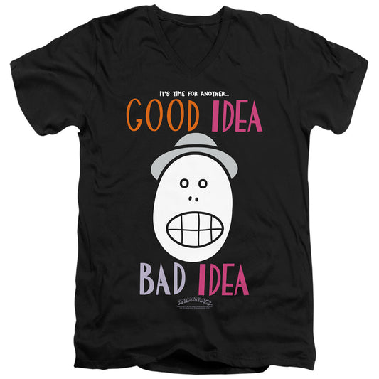 Animaniacs Good Idea Bad Idea Mens Slim Fit V-Neck T Shirt Black Officially Licensed