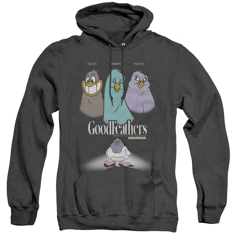 Animaniacs Goodfeathers Heather Mens Hoodie Black Officially Licensed