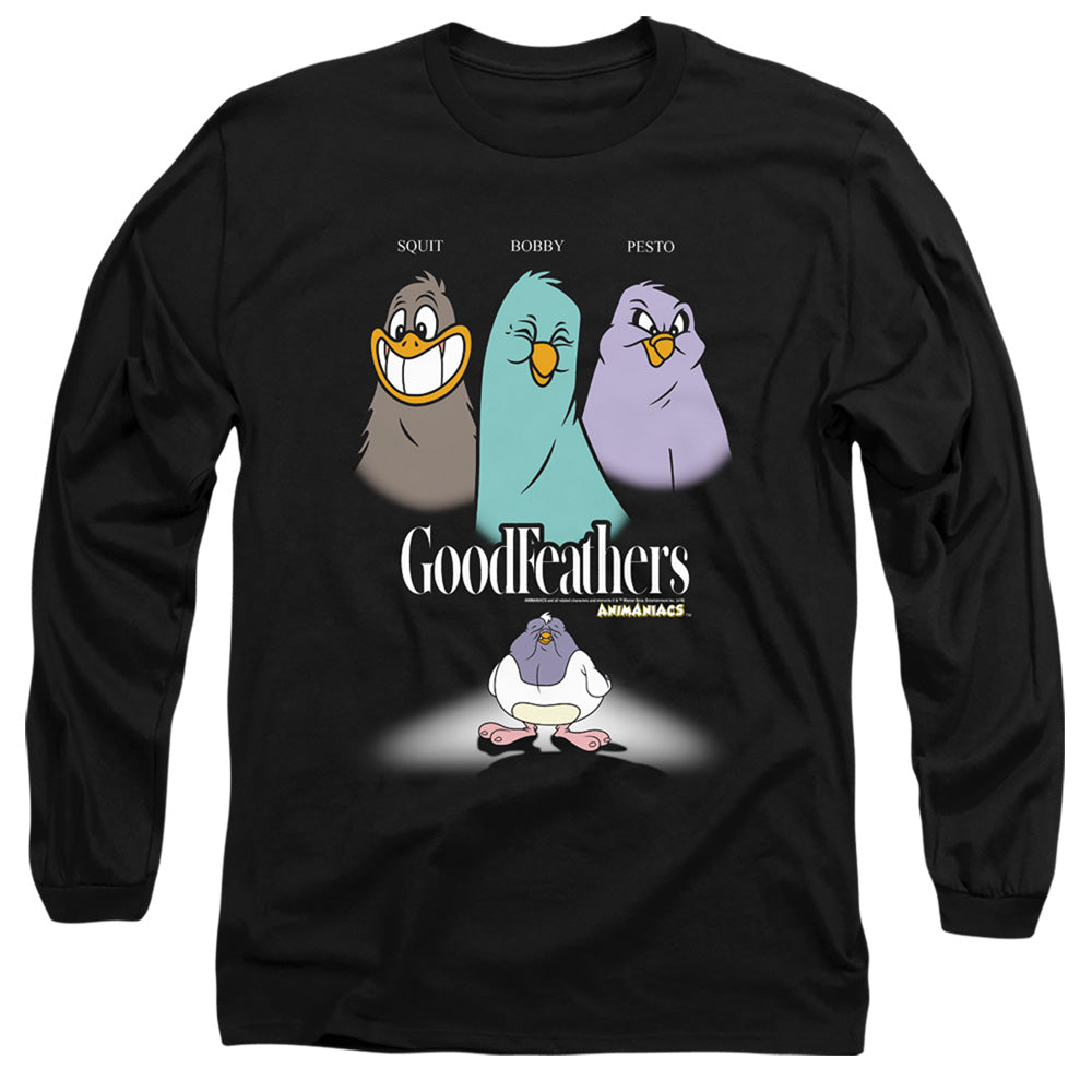 Animaniacs Goodfeathers Mens Long Sleeve Shirt Black Officially Licensed