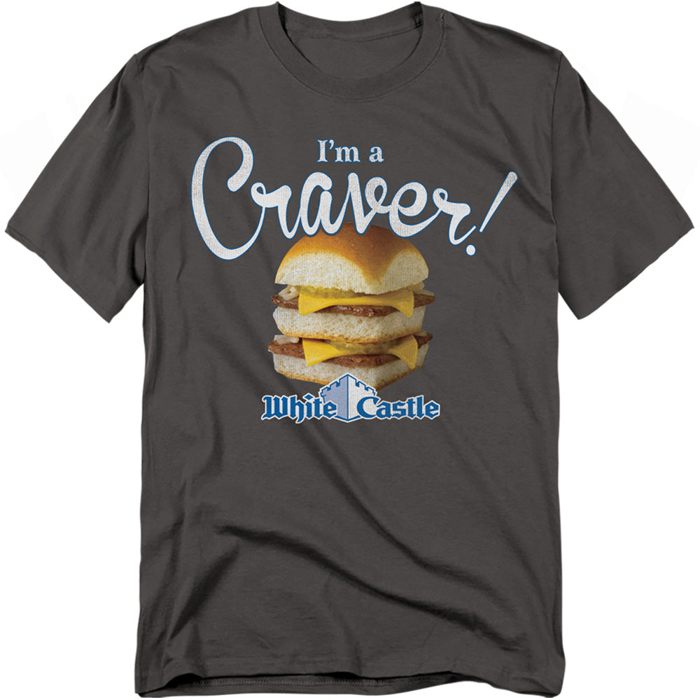 White Castle Craver Mens T Shirt Charcoal Officially Licensed
