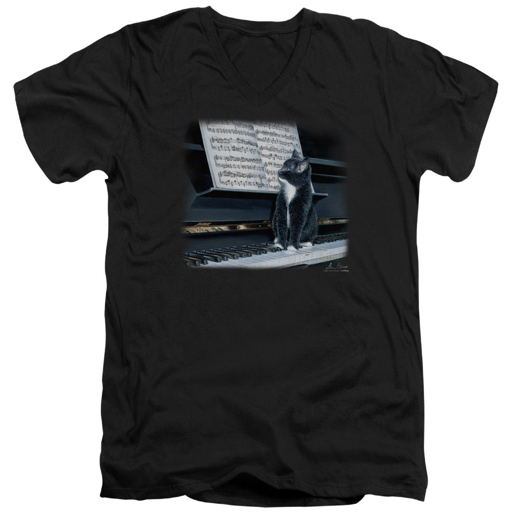 Wildlife Kitten On The Keys S S Adult V-Neck Black