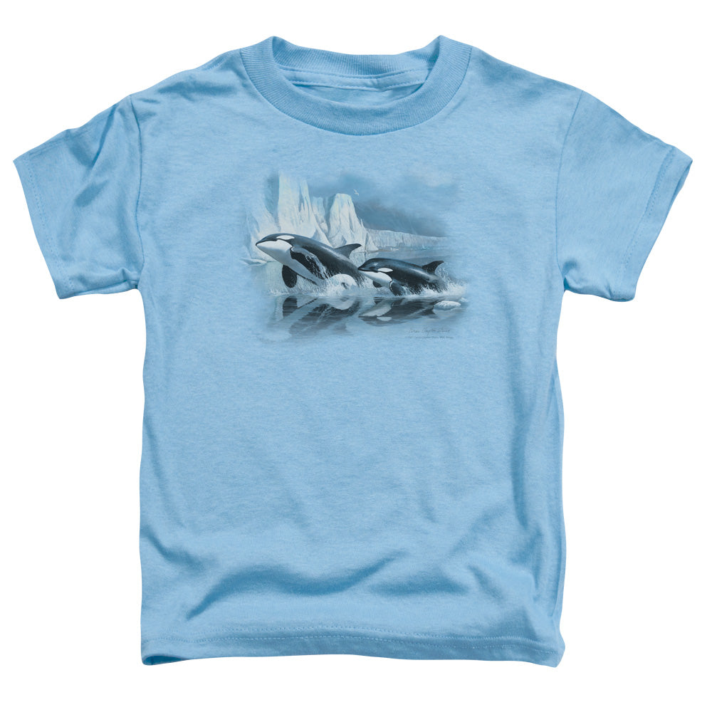 Wildlife Glaciers Edge Orcas Toddler Kids Youth T Shirt Carolina Blue
