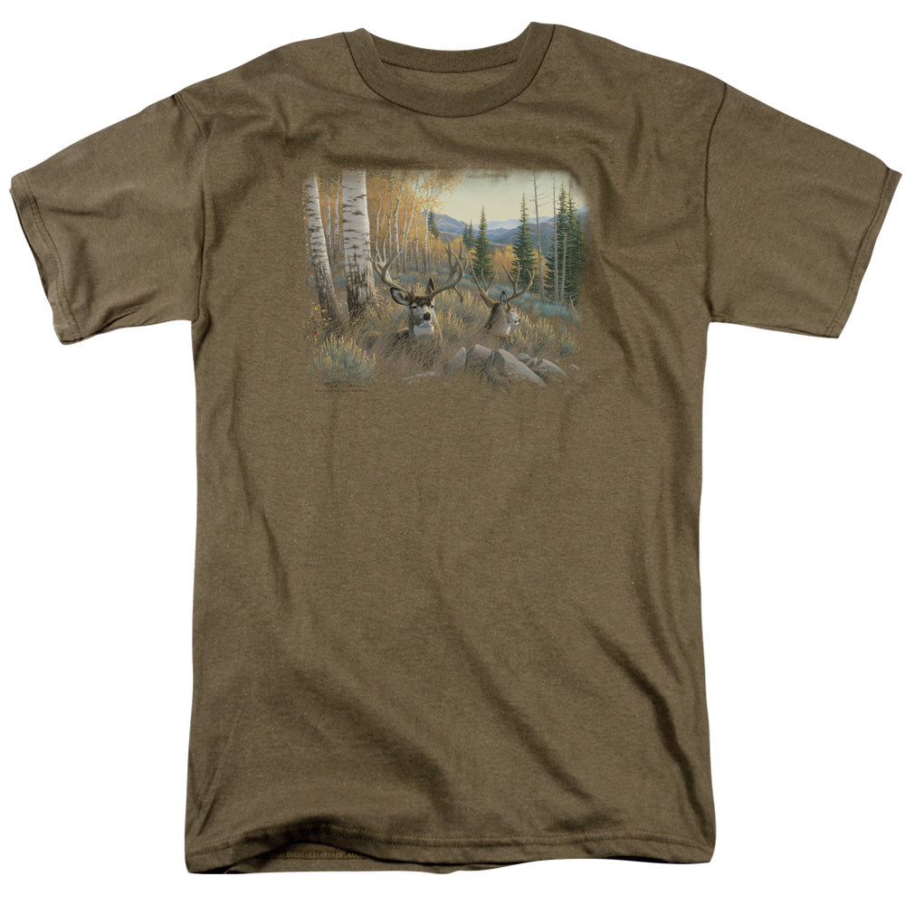 Wildlife Mule Deer Mens T Shirt Safari Green Officially Licensed