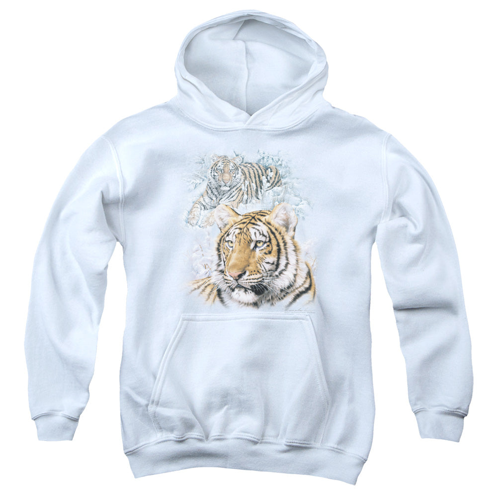 Wildlife Tigers Kids Youth Hoodie White