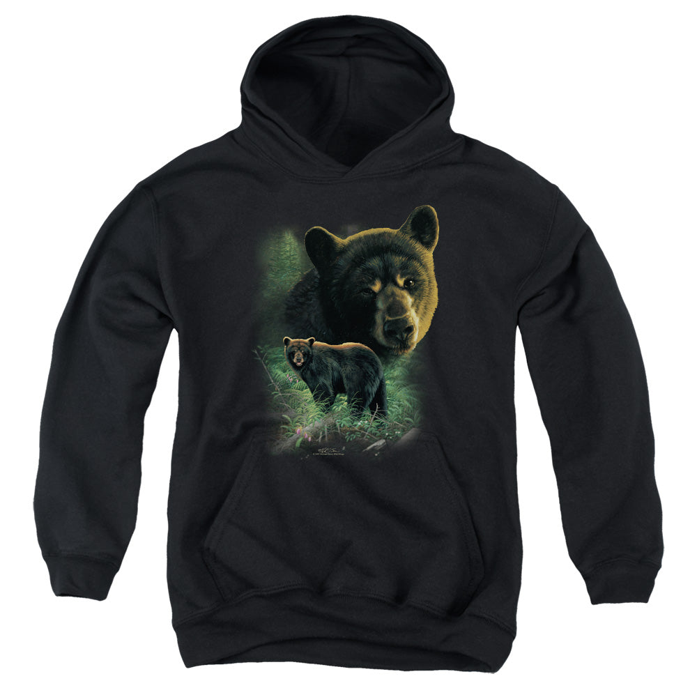Wildlife Black Bears Kids Youth Hoodie Black