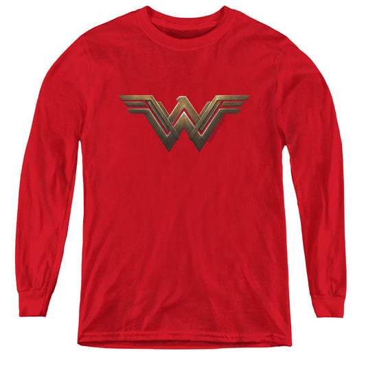 Wonder Woman Movie Wonder Woman Logo Long Sleeve Kids Youth T Shirt Red Officially Licensed