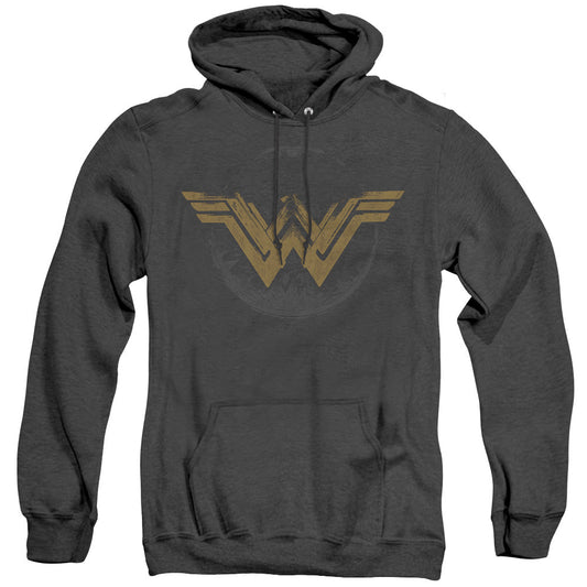 Wonder Woman Movie Distressed Logo Heather Mens Hoodie Black Officially Licensed