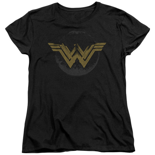 Wonder Woman Movie Distressed Logo Womens T Shirt Black Officially Licensed