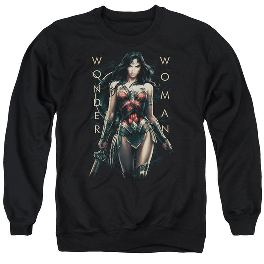 Wonder Woman Movie Armed And Dangerous Mens Crewneck Sweatshirt Black Officially Licensed