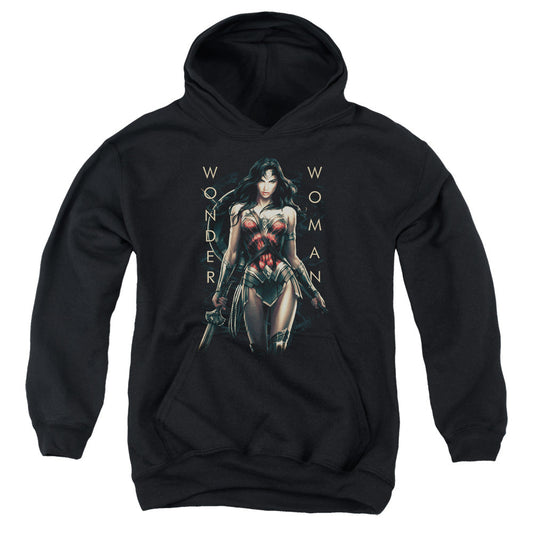Wonder Woman Movie Armed And Dangerous Kids Youth Hoodie Black Officially Licensed