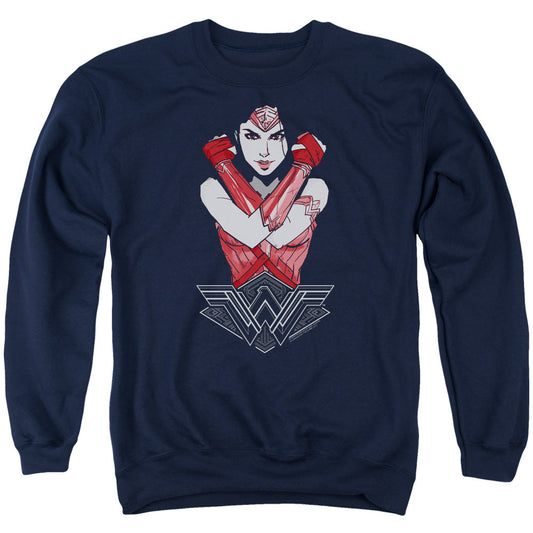 Wonder Woman Movie Amazon Mens Crewneck Sweatshirt Navy Blue Officially Licensed