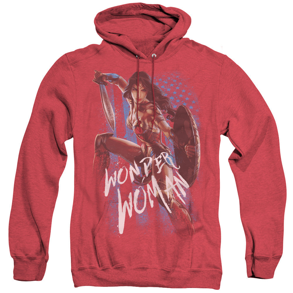 Wonder Woman Movie American Hero Mens Heather Hoodie Red Officially Licensed