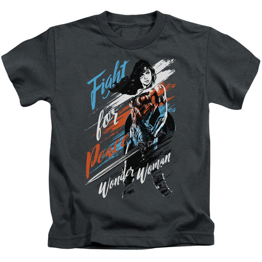 Wonder Woman Movie Fight For Peace Juvenile Kids Youth T Shirt Charcoal Officially Licensed