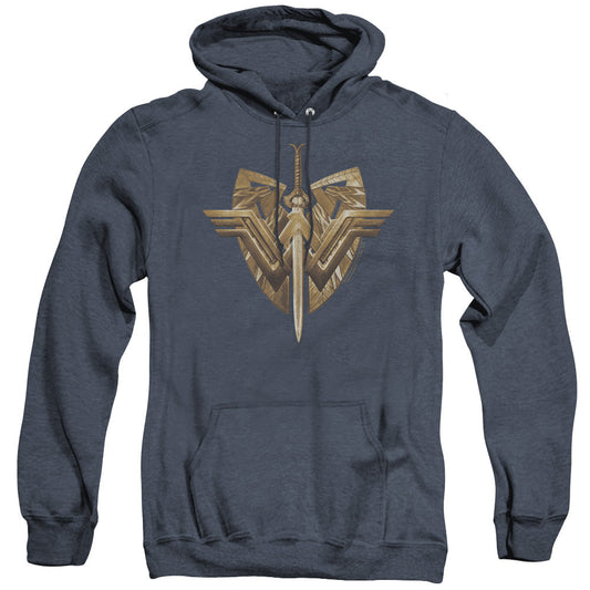 Wonder Woman Movie Sword Emblem Heather Mens Hoodie Navy Blue Officially Licensed