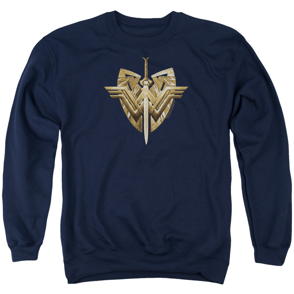 Wonder Woman Movie Sword Emblem Mens Crewneck Sweatshirt Navy Blue Officially Licensed