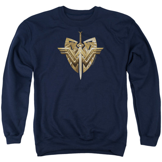 Wonder Woman Movie Sword Emblem Mens Crewneck Sweatshirt Navy Blue Officially Licensed