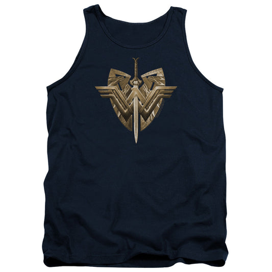 Wonder Woman Movie Sword Emblem Mens Tank Top Shirt Navy Blue Officially Licensed