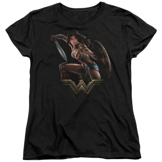 Wonder Woman Movie Fight Womens T Shirt Black Officially Licensed