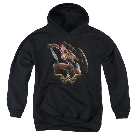 Wonder Woman Movie Fight Kids Youth Hoodie Black Officially Licensed