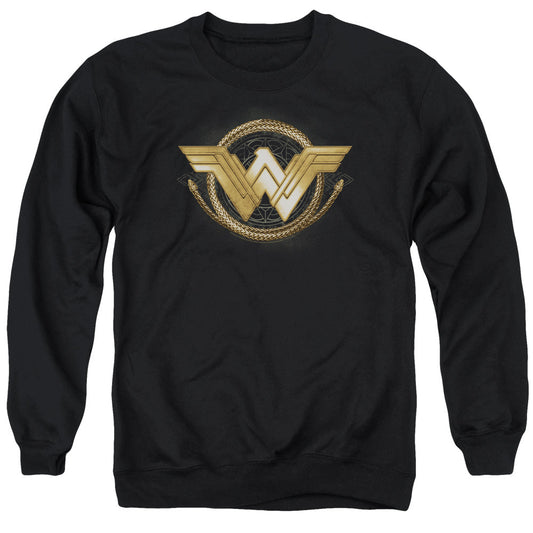 Wonder Woman Movie Lasso Logo Mens Crewneck Sweatshirt Black Officially Licensed
