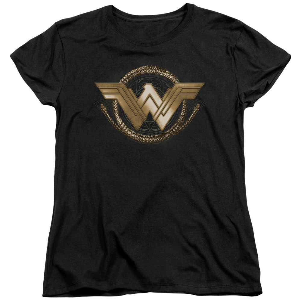 Wonder Woman Movie Lasso Logo Womens T Shirt Black Officially Licensed