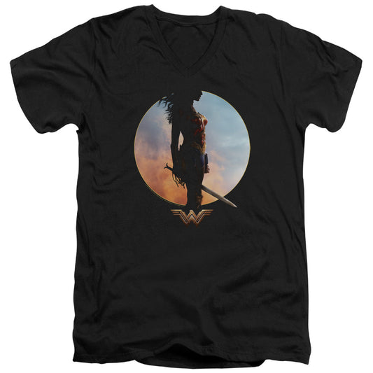 Wonder Woman Movie Wisdom And Wonder Mens Slim Fit V-Neck T Shirt Black Officially Licensed