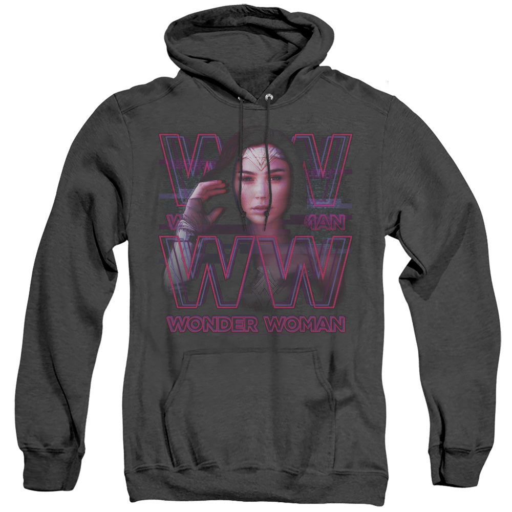 Wonder Woman 84 Vaporwave Wonder Woman Mens Heather Hoodie Black Officially Licensed