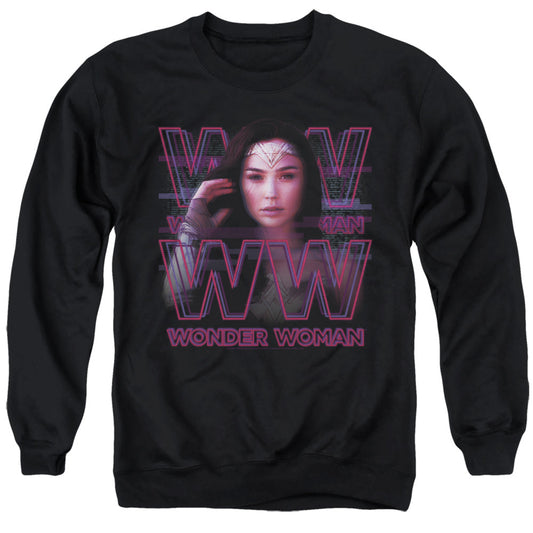 Wonder Woman 84 Vaporwave Wonder Woman Mens Crewneck Sweatshirt Black Officially Licensed